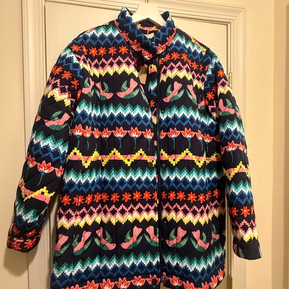 Boden Navy Multicolor Quilted Floral Puffer Jacket - Picture 3 of 5